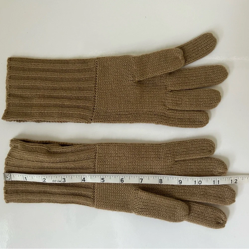 MICHAEL Michael Kors Gloves Knit Tan Camel Neutral Gold Buttons Women’s One Size